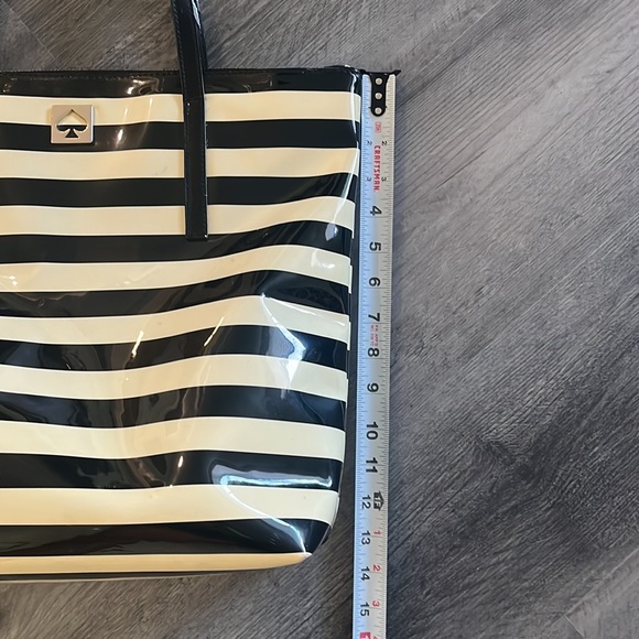 Kate Spade Vinyl Zip Tote Cream and Black Striped - Picture 2 of 15